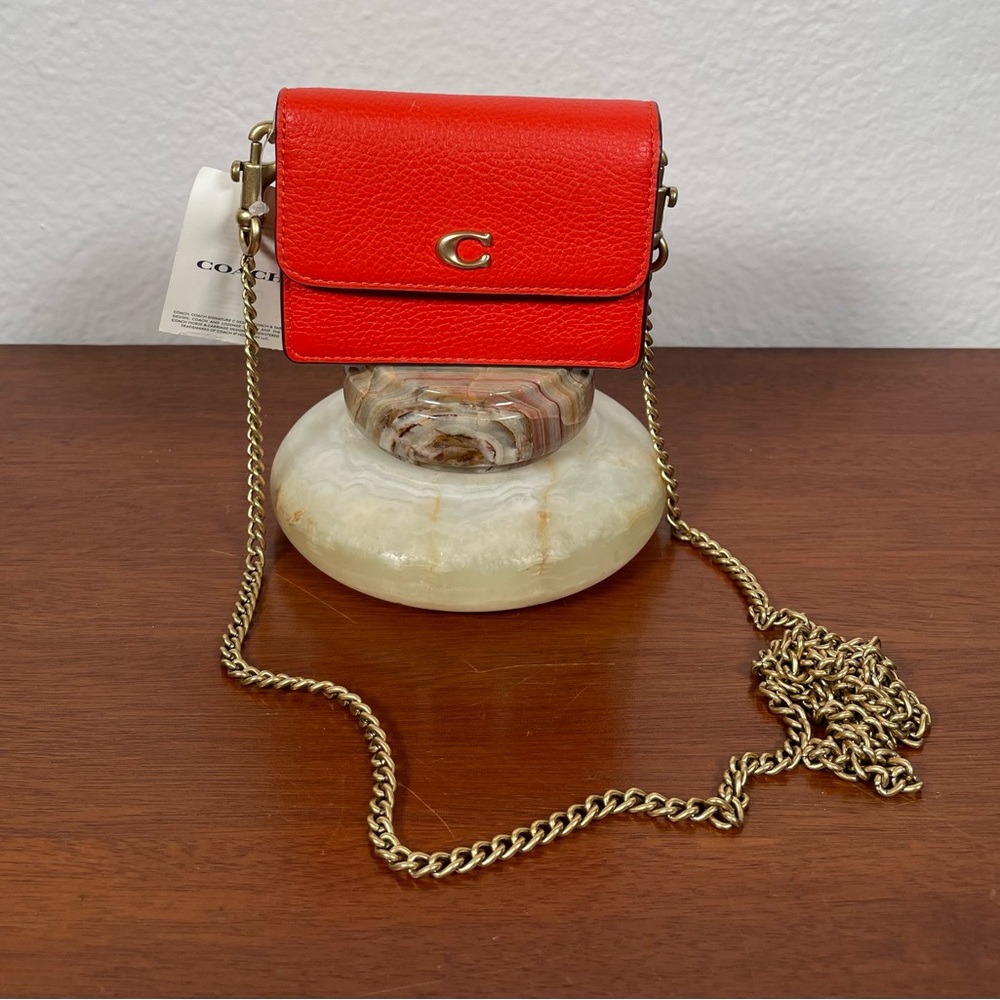 Coach Half Flap Leather Card Case in orange